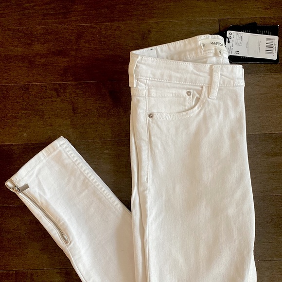 Mango Skinny Jeans in White with Zip Hem - Picture 3 of 5
